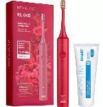 Звуковая щетка в цвете маджента защищает от кариеса и укрепляет десны.  В модели 4 режима чистки.  Аккумулятор держит заряд до 30 дней.  Средний срок службы - 5 лет.  
Зубная паста не содержит сульфа ...