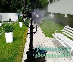 Переносная система охлаждения — вентилятор с распылением воды — лучшее активное решение для создания комфортных условий пребывания на открытых площадках заведений, террасах частных домов, пляжных комп ...