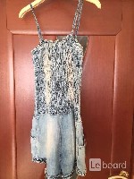 Брюки, джинсы объявление но. 2467762: Комбинезон elisabetta franchi celyn m 46 27 б/у шорты джинсовый резинка голубой синий оборки лето