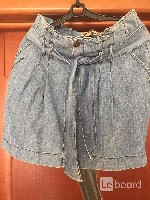 Юбка новая женская голубая джинсовая Jimmy Key Турция размер М 46 44 ткань коттон хлопок есть пояс и карманы длина миди до колен почти свободный крой спереди сборка это комплект костюм с топом корсето ...